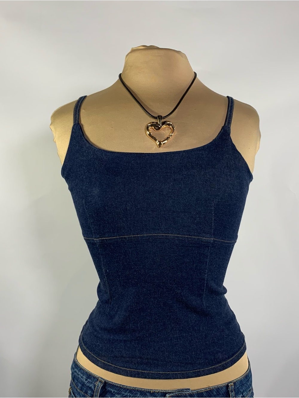 Vintage High Fashion Denim Corset Cami Top Y2K Made in USA